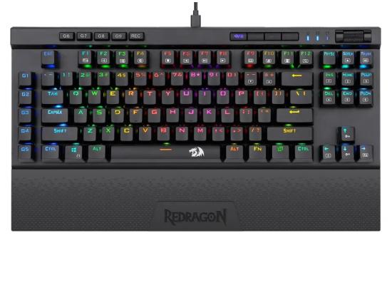 Redragon K587 PRO TKL RGB 3-Mode Wireless Mechanical 87 Keys Gaming Keyboard, 9 Dedicated Macro Keys, Media Control w/Detachable Wrist Rest, Hot-Swap Linear Red Switches